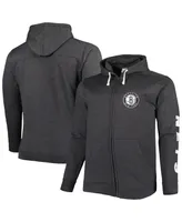 Men's Fanatics Heathered Black Brooklyn Nets Big and Tall Down Distance Full-Zip Hoodie