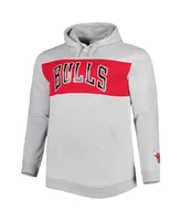 Men's Fanatics Heather Gray Chicago Bulls Big and Tall Wordmark Pullover Hoodie