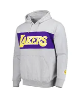 Men's Fanatics Heather Gray Los Angeles Lakers Wordmark French Terry Pullover Hoodie