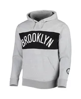 Men's Fanatics Heather Gray Brooklyn Nets Wordmark French Terry Pullover Hoodie