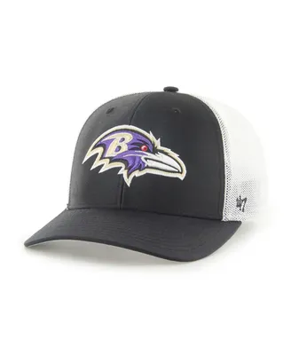Men's '47 Brand Black, White Baltimore Ravens Trophy Trucker Flex Hat