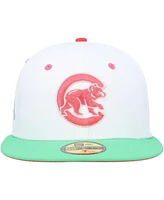 Men's New Era White, Green Chicago Cubs Watermelon Lolli 59Fifty Fitted Hat