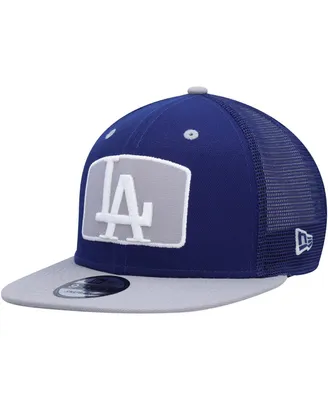 Men's New Era Royal, Gray Los Angeles Dodgers Logo Zoom Trucker 9FIFTY Snapback Hat