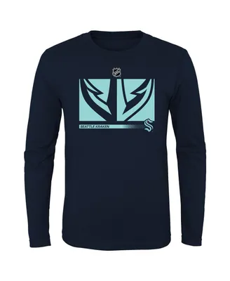 Big Boys Navy Seattle Kraken Authentic Pro Secondary Logo Long Sleeve T-shirt