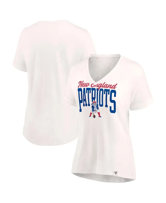 Women's Fanatics Branded Mac Jones Navy New England Patriots Logo Player  Icon Name & Number V-Neck T-Shirt