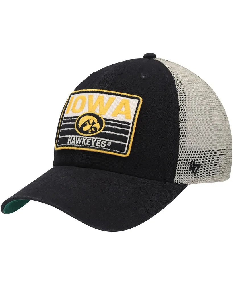 Men's '47 Brand Black, Natural Iowa Hawkeyes Four Stroke Clean Up Trucker Snapback Hat