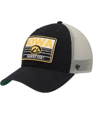 Men's '47 Brand Black, Natural Iowa Hawkeyes Four Stroke Clean Up Trucker Snapback Hat