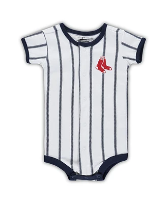 Newborn Boys and Girls White, Navy Boston Red Sox Power Hitter Short Sleeve Bodysuit