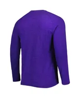 Men's Concepts Sport Heathered Purple Los Angeles Lakers Left Chest Henley Raglan Long Sleeve T-shirt