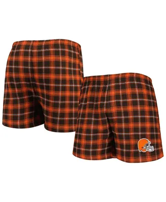 Men's Concepts Sport Brown and Orange Cleveland Browns Ledger Flannel Boxers