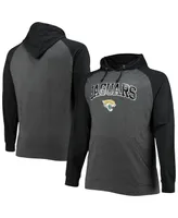 Men's Fanatics Black, Heathered Charcoal Jacksonville Jaguars Big and Tall Lightweight Raglan Pullover Hoodie