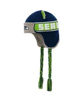 Little Boys and Girls College Navy Seattle Seahawks Wordmark Ears Trooper Knit Hat