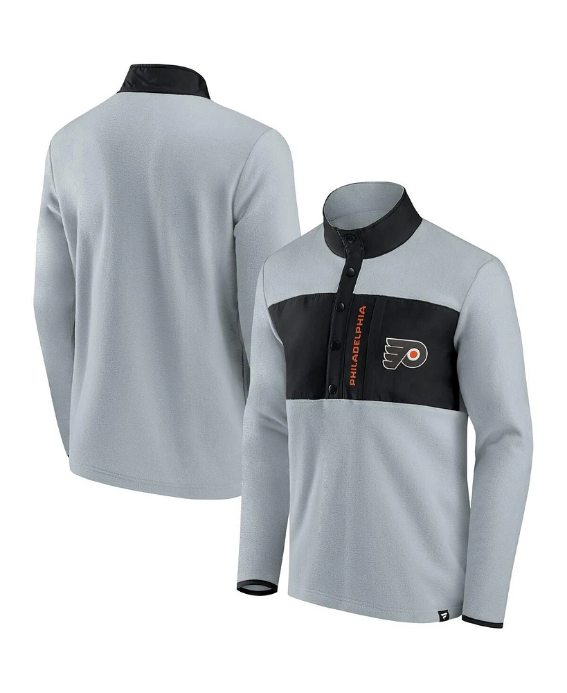 Men's Fanatics Gray, Black Philadelphia Flyers Omni Polar Fleece Quarter-Snap Jacket