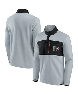 Men's Fanatics Gray, Black Philadelphia Flyers Omni Polar Fleece Quarter-Snap Jacket