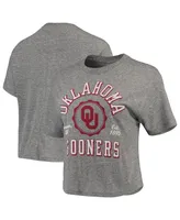 Women's Pressbox Gray Oklahoma Sooners Bishop Tri-Blend Knobi Crop T-shirt