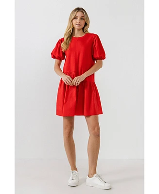 English Factory Women's Knit Woven Mixed Dress