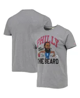 Men's Homage James Harden Heathered Gray Philadelphia 76Ers Caricature Tri-Blend T-shirt