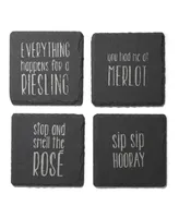 American Atelier 4 X 4" Sip Sip Hooray Slate Coasters Square Set, 4 Piece