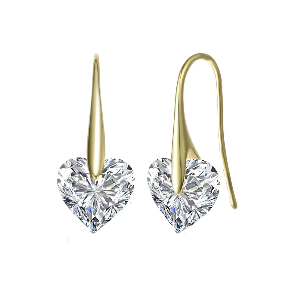 Genevive Sterling Silver Cubic Zirconia Stylish Party Heart Earrings