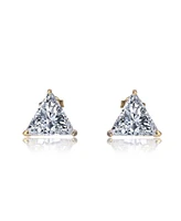 Genevive Sterling Silver Cubic Zirconia Medium Triangle Earrings