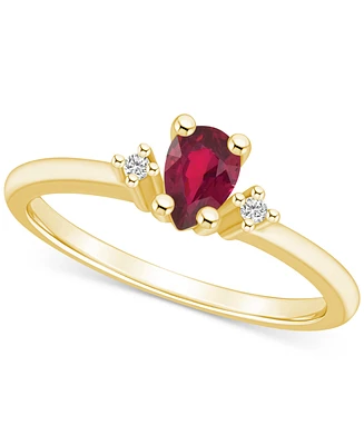 Ruby (1/2 ct. t.w.) & Diamond Accent Pear Ring 14k Gold