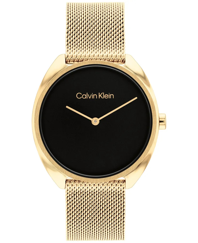 Calvin Klein Women's Gold-Tone Stainless Steel Mesh Bracelet Watch 34mm