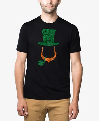 La Pop Art Men's Premium Blend Leprechaun Word Graphic T-shirt