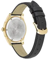 Versace Women's Swiss Greca Time Black Leather Strap Watch 35mm