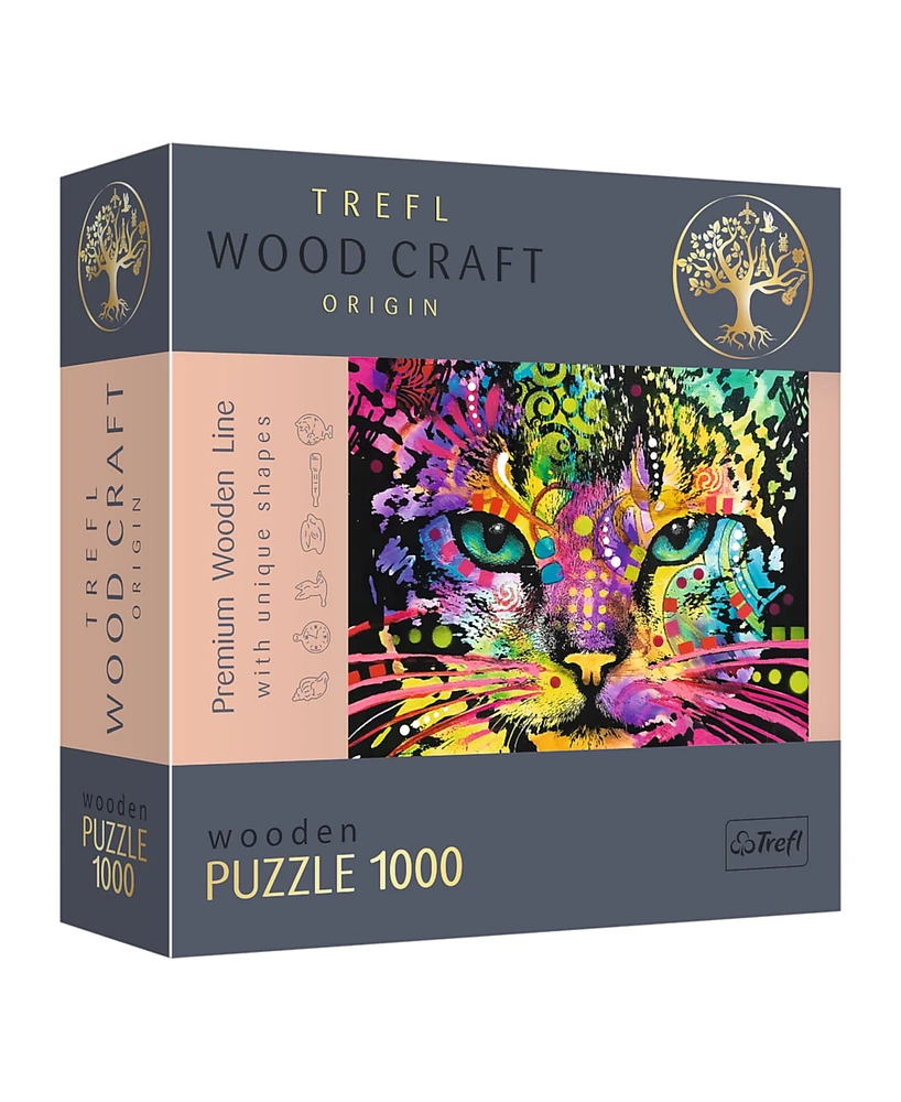 Trefl Wood Craft 1000 Piece Wooden Puzzle - Colorful Cat