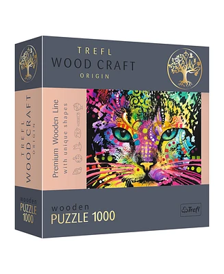 Trefl Wood Craft 1000 Piece Wooden Puzzle - Colorful Cat