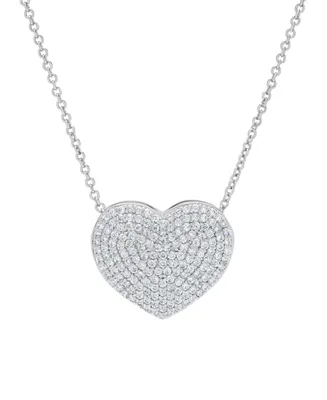 Macy's Silver Plated Brass Cubic Zirconia Pave Heart Necklace