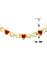 Macy's 14k Gold Plated Brass Simulated Ruby Infinity Heart Bracelet