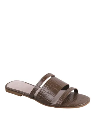 H Halston Women's Raider Croco Slip-On Sandals