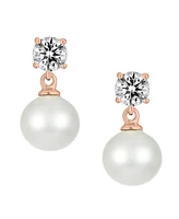 Sterling Silver Cubic Zirconia Pearl Drop Earrings