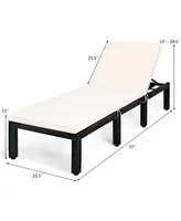 Costway Patio Rattan Lounge Chair Chaise Couch Cushioned Height Adjustable