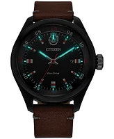 Citizen Eco-Drive Men's Star Wars Chewbacca Brown Leather Strap Watch 43mm