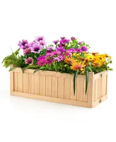 Costway Rectangle Wood Flower Planter Box Portable Raised Vegetable Patio