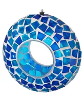 Sunnydaze Decor Glass Blue Mosaic Fly-Through Hanging Bird Feeder - 6 in