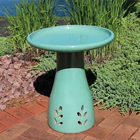 Sunnydaze Decor Classic Outdoor Cut-Out Ceramic Bird Bath - 20.5 in - Seafoam