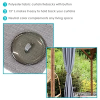 13-Inch Indoor/Outdoor Curtain Tiebacks with Buttons - Spun Polyester with Resin Buttons - 2-Pack - Gray