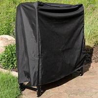 Sunnydaze Decor 4 ft Heavy-Duty Polyester Firewood Log Rack Cover - Black