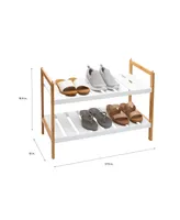 Organize it All 2 Pack Sonora Bamboo 2 Tier Stackable Shoe Rack