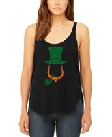 La Pop Art Women's Premium Leprechaun Word Flowy Tank Top