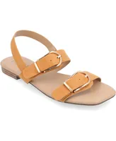 Journee Collection Women's Twylah Buckle Flat Sandals