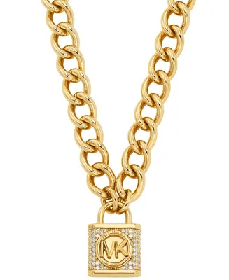 Michael Kors Pave Lock Chain Necklace
