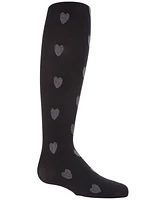 MeMoi Girls Heathered Heart Opaque Tights