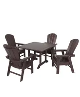 WestinTrends 5 Piece Outdoor Patio Dining Square Table and Curved Back Armchair Set