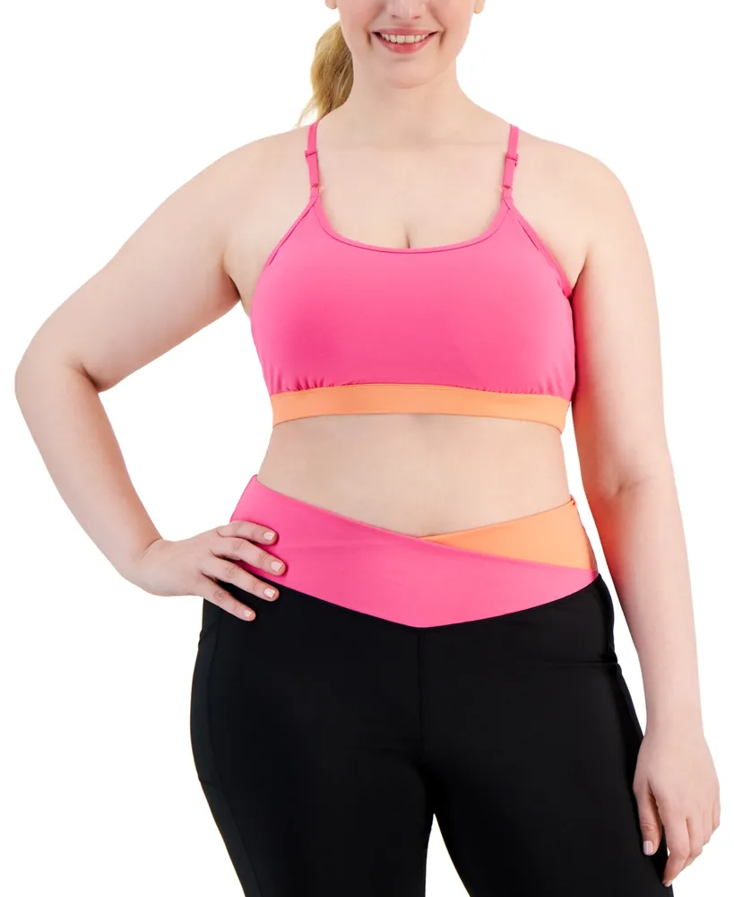 Id Ideology Plus Colorblocked Low-Impact Sports Bra, Created for Macy's