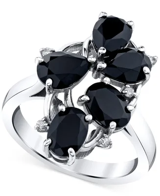 Onyx (2 9/10 ct. t.w.) & Diamond Accent Cluster Statement Ring in Sterling Silver
