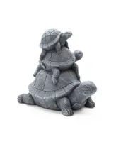 Glitzhome 15.75" L Magnesium Oxide Stacked Turtle Garden Statue